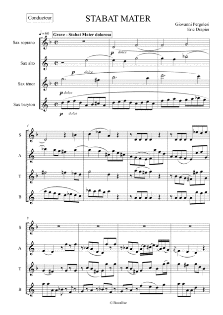 Stabat Mater - G. Pergolesi for SAX Quartet (SATB) (arr. Eric Drapier)