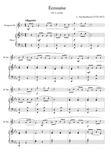 Écossaise (Nº 2, in Eb) - for trumpet Bb and piano (arr. Passoni Music)