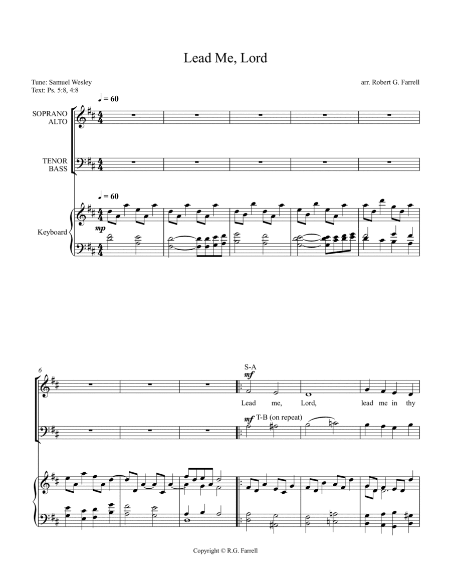 Lead Me, Lord (arr. Robert G. Farrell)