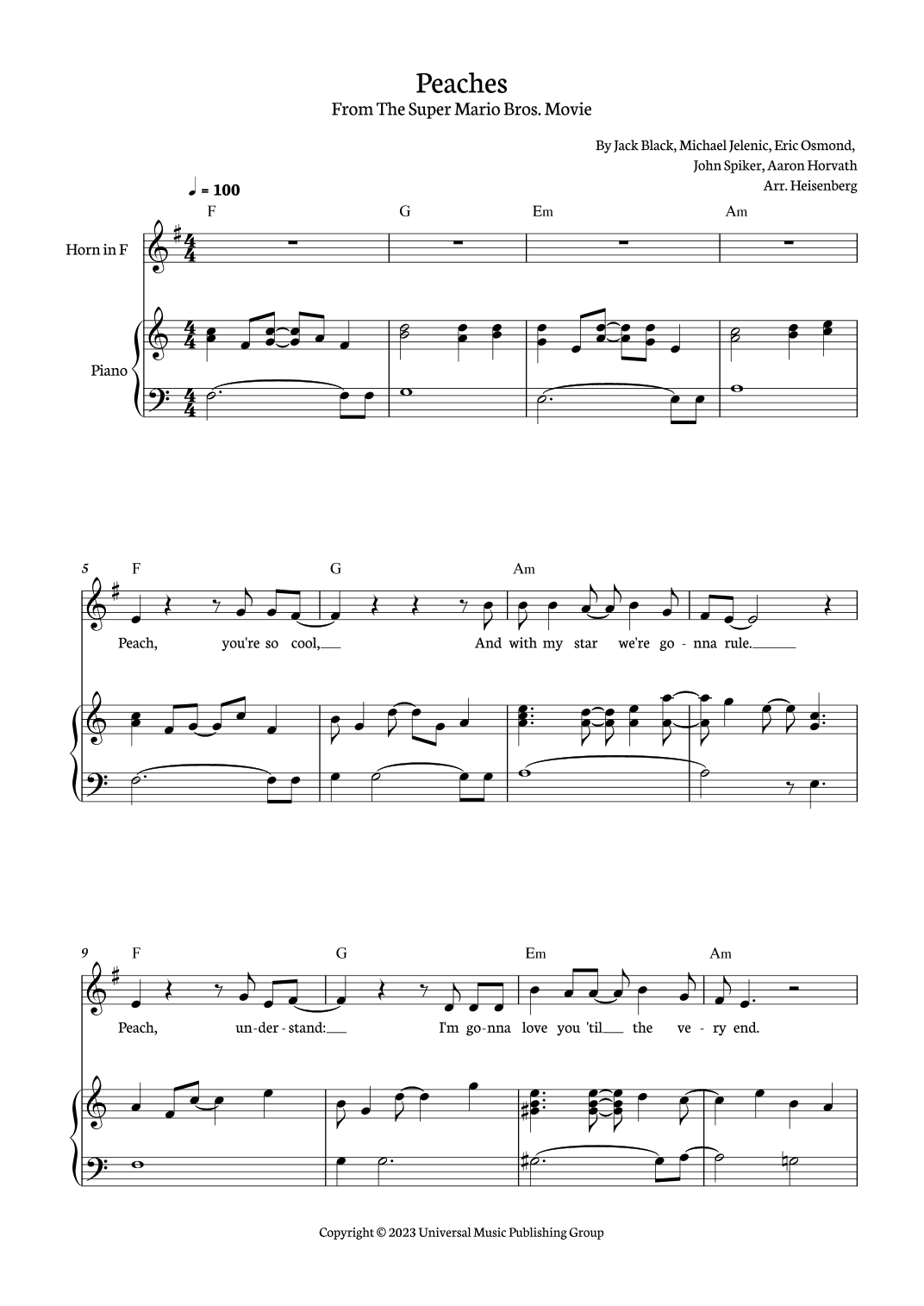 Peaches (arr. Heisenberg)