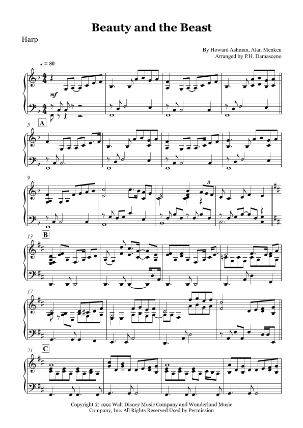 Beauty And The Beast (arr. P.H. Damasceno)