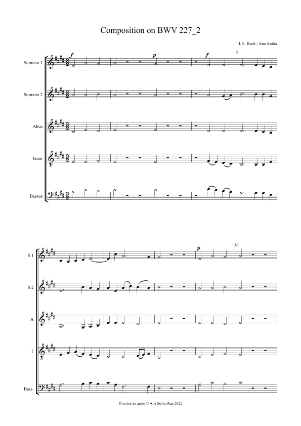 Composition on BWV 227_2 (arr. Ana Sofia Peixoto Antão Sousa Dias)
