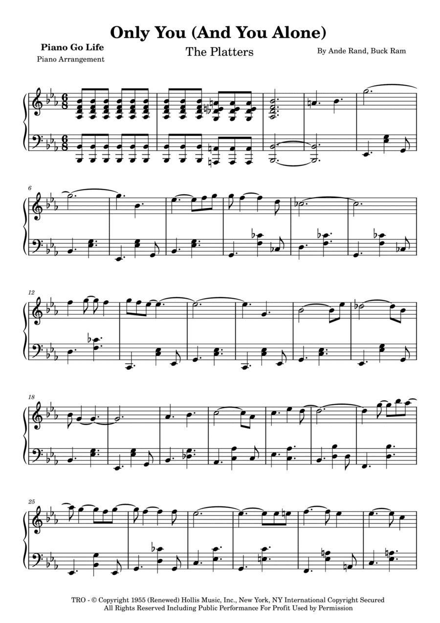Only You (and You Alone) (arr. Piano Go Life)