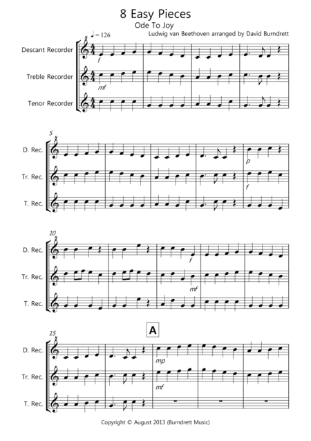 8 Easy Trios for Recorder (arr. David Burndrett)
