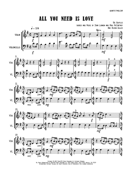 All You Need Is Love (arr. Alison Gillies)