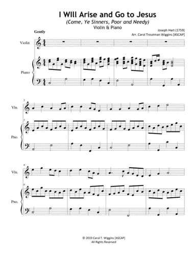 I Will Arise and Go to Jesus (Violin & Piano) (arr. Carol Troutman Wiggins [ASCAP])