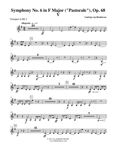 Beethoven Symphony No. 6, Pastorale, Movement V - Trumpet in Bb 2 (Transposed Part), Op. 68 (arr. Doug Clyde)
