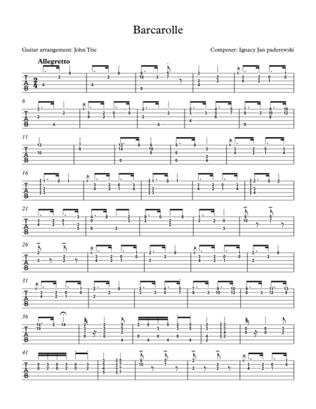 Barcarolle - tab (arr. John Trie)