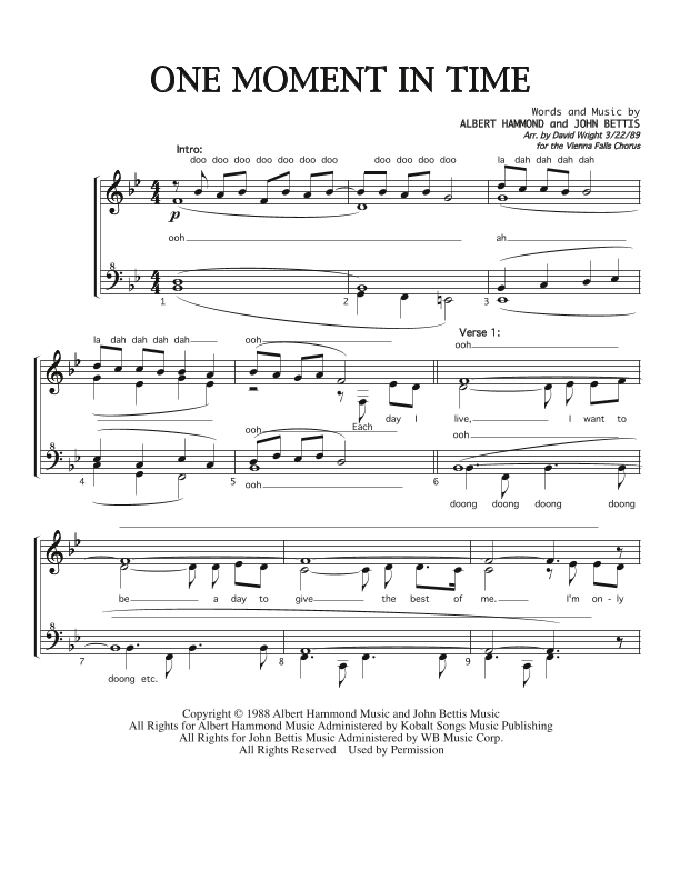 One Moment In Time (arr. David Wright)