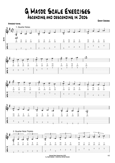 G Major Scale Exercises - Ascending and Descending in 3rds