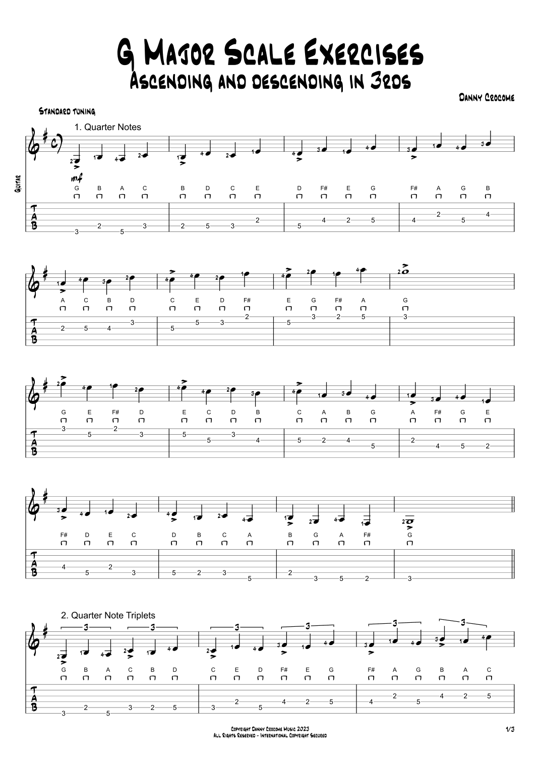 G Major Scale Exercises - Ascending and Descending in 3rds