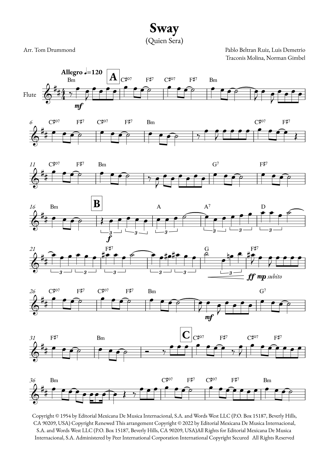 Sway (quien Sera) (arr. Tom Drummond)