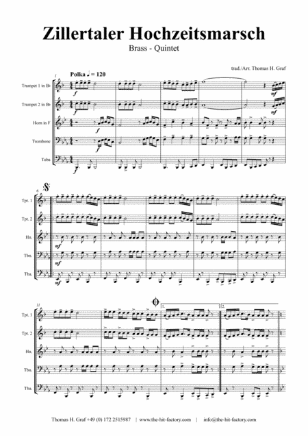 Zillertaler Hochzeitsmarsch - October Fest - Brass Quintet (arr. Thomas H. Graf)