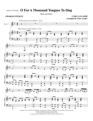 O FOR A THOUSAND TONGUES TO SING (Horn Piano and Horn Part) (arr. Gary Lanier)