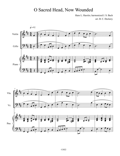 O Sacred Head, Now Wounded (Violin and Cello Duet with Piano Accompaniment) (arr. B. C. Dockery)