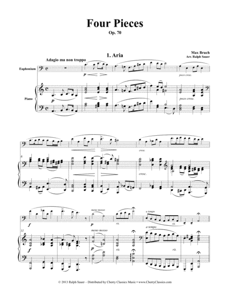 Four Pieces, Op. 70 for Euphonium and Piano (arr. Ralph Sauer)