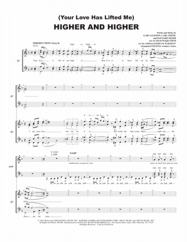 (your Love Has Lifted Me) Higher And Higher (arr. David Wright)
