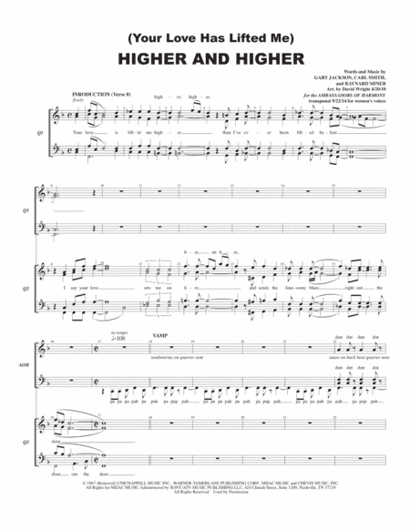 (your Love Has Lifted Me) Higher And Higher (arr. David Wright)