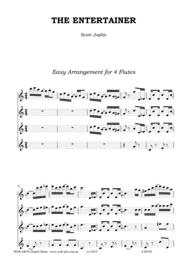 THE ENTERTAINER easy arrangement for 4 flutes - SCOTT JOPLIN (arr. WEB-ARTS Digital Music)