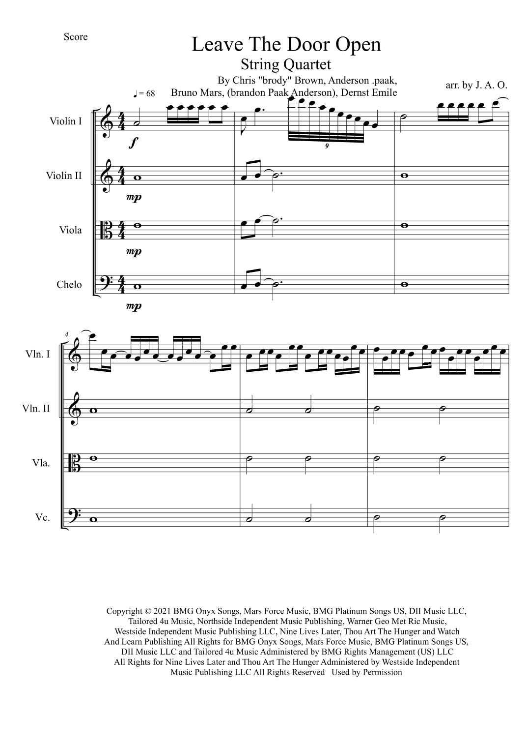 Leave The Door Open (arr. José angel Ortiz ramirez)