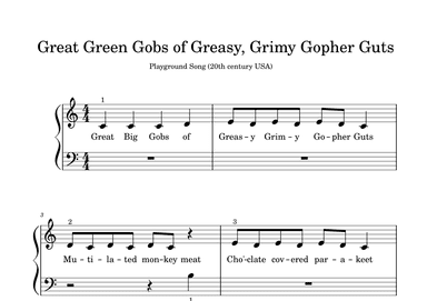 Great Green Gobs of Greasy, Grimy Gopher Guts (Easy Piano) (arr. Christina Lopriore)