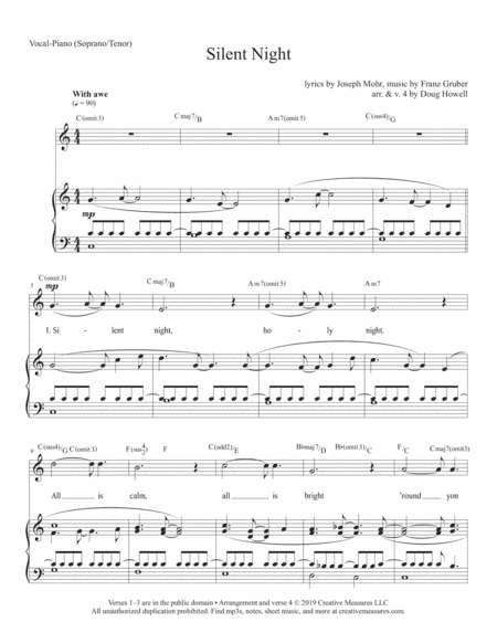 Silent Night (arr. D. Howell - Tenor/Soprano - C) (arr. Doug Howell)