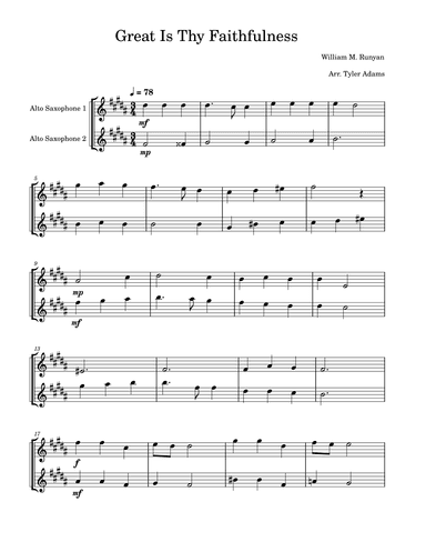 Great Is Thy Faithfulness (Alto Sax Duet) (arr. Tyler Adams)