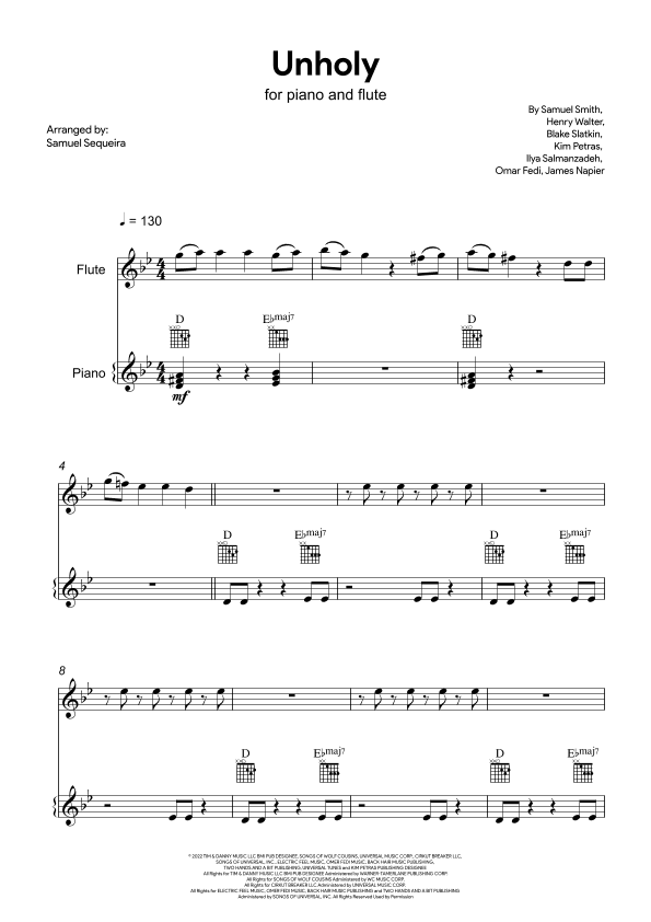 Unholy (arr. Samuel Sequeira)