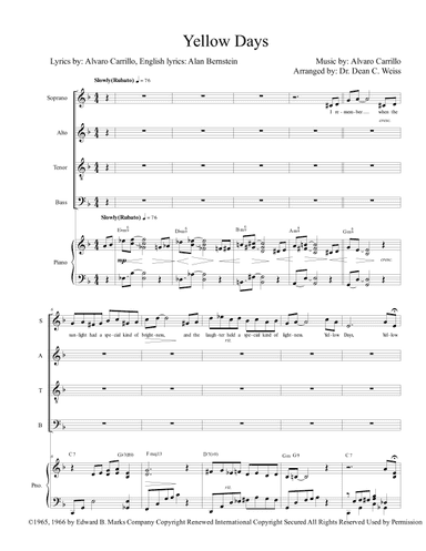 Yellow Days (arr. DCW Productions)