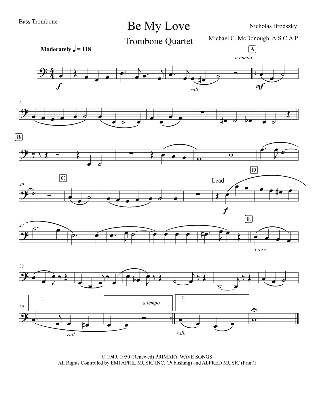 Be My Love (arr. Michael C. McDonough, A.S.C.A.P)