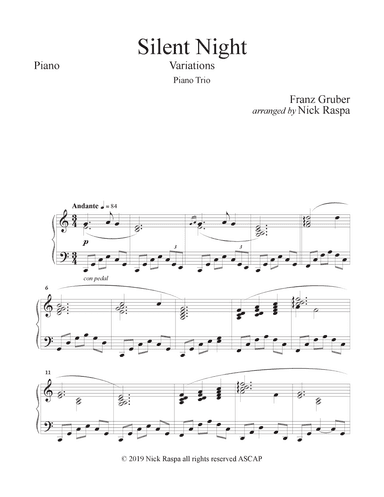Silent Night - Variations (Piano Trio) piano part (arr. Nick Raspa)