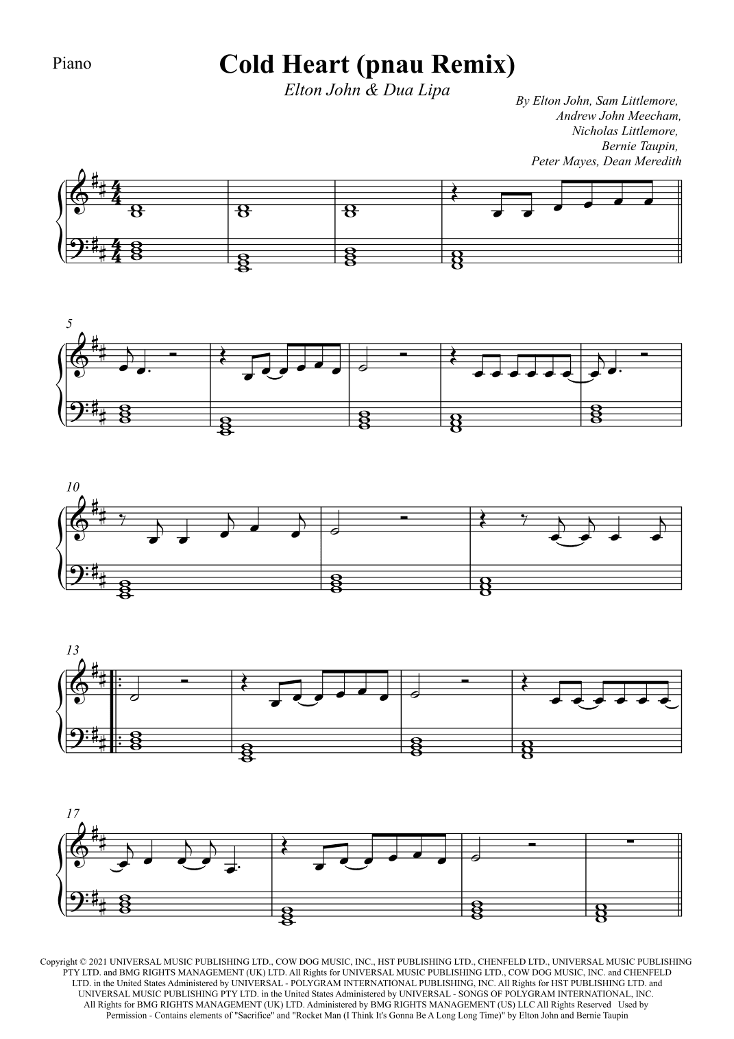 Cold Heart (pnau Remix) (arr. Wesley S. SIlva)