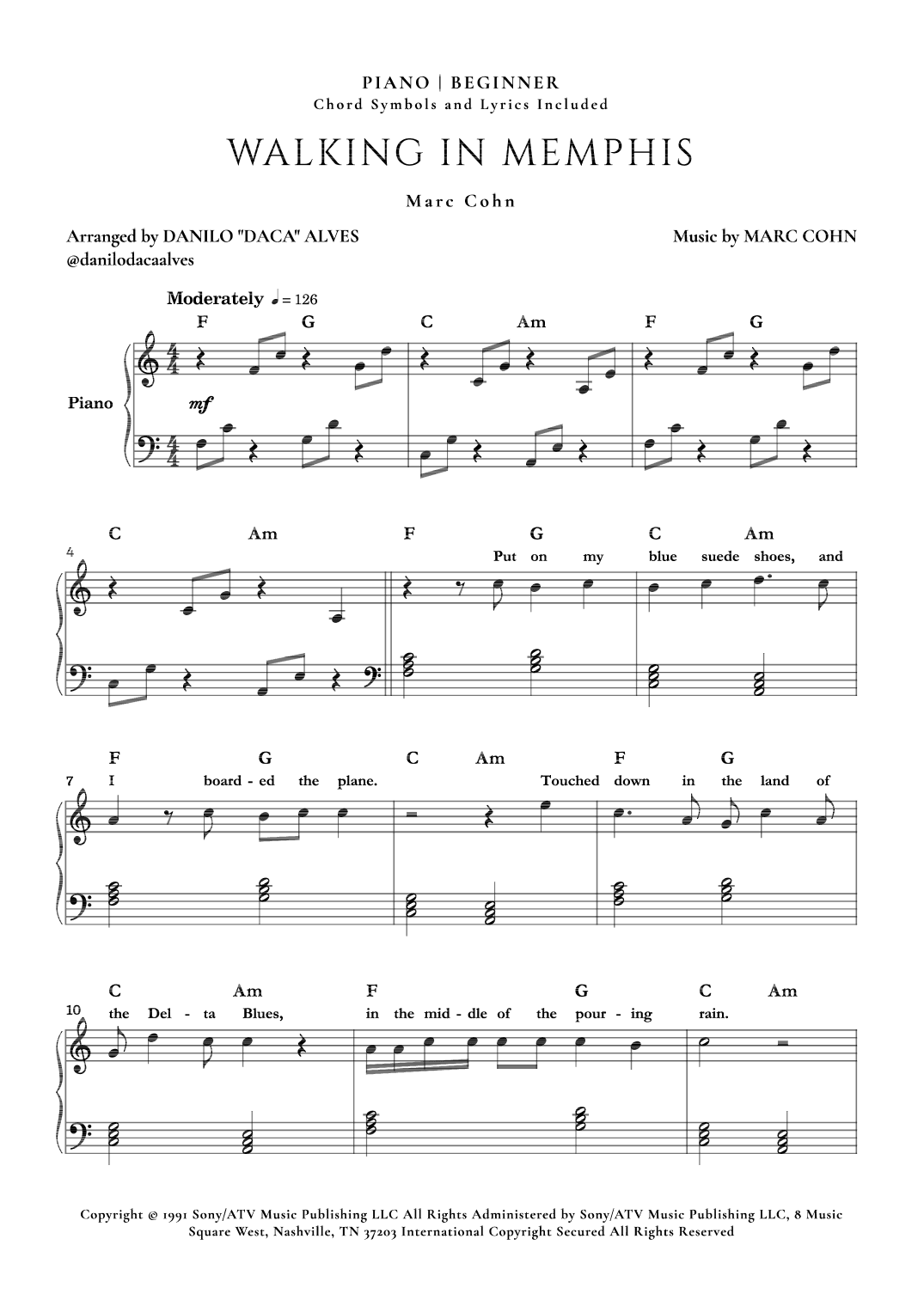 Walking In Memphis (arr. Danilo "Daca" Alves)