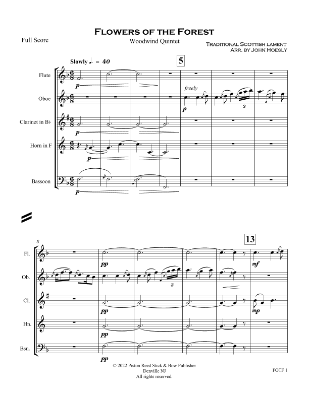 Flowers Of The Forest- for Woodwind Quintet (arr. John Hoesly)