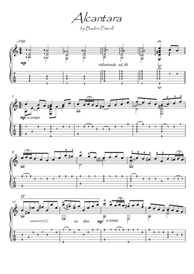 Alcantara by Baden Powel guitar fingerstyle (arr. PianoSheetNow)