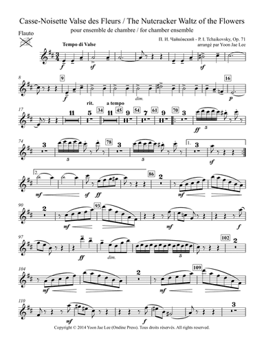 The Nutcracker Waltz of the Flowers for Chamber Ensemble, Op. 71 - Set of Parts (arr. Yoon Jae Lee)