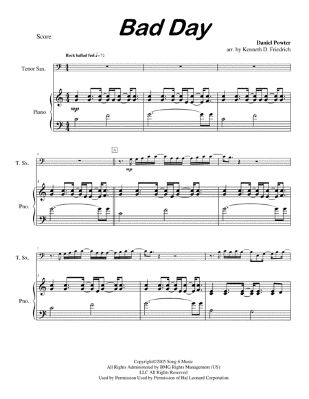 Bad Day (arr. Kenneth D. Friedrich)