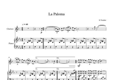 La Paloma - Sebastian Yradier (Clarinet + Piano) (arr. Digital Book Music)
