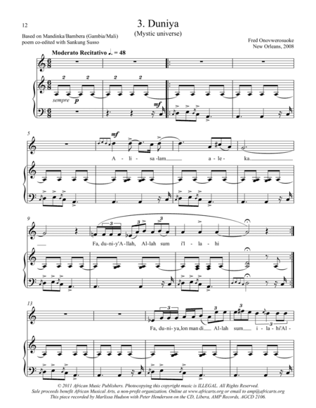 Twelve African Songs for Solo Voice and Piano - 3. DUNIYA (Mystic Universe)