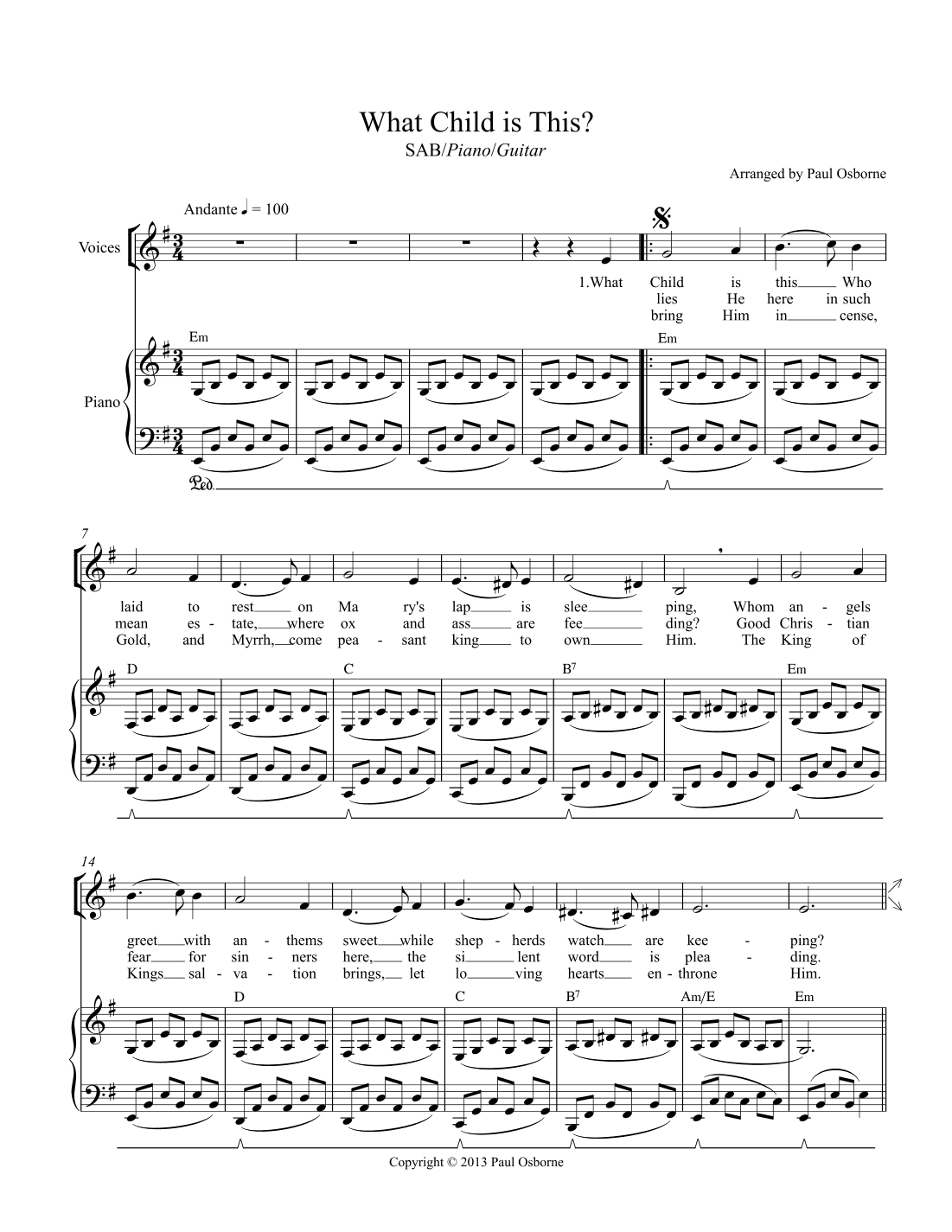 What Child is This? (arr. Paul M. Osborne)