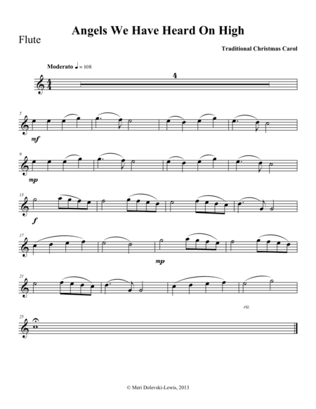 Angels We Have Heard On High: flute/piano (arr. Meri Dolevski)