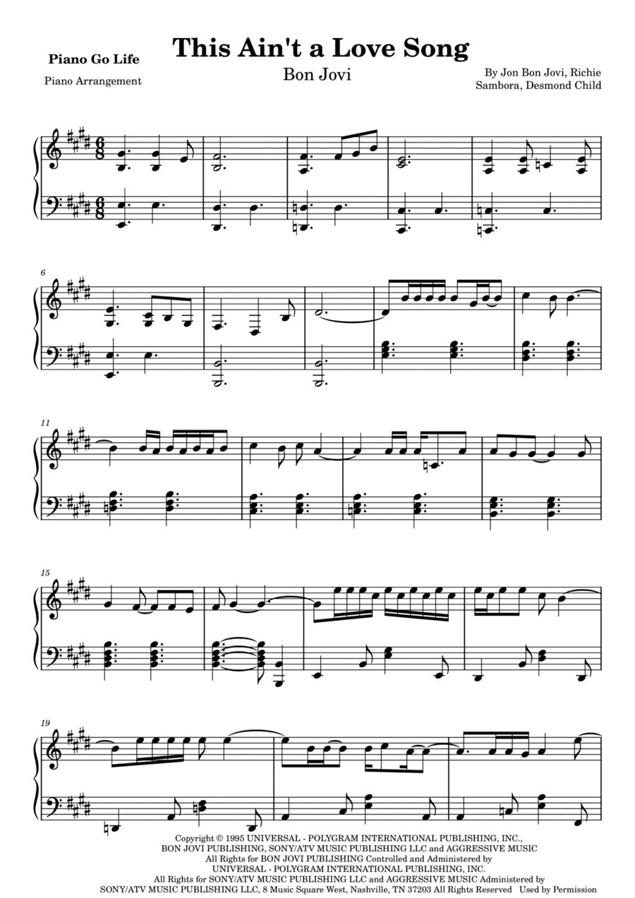 This Ain't A Love Song (arr. Piano Go Life)