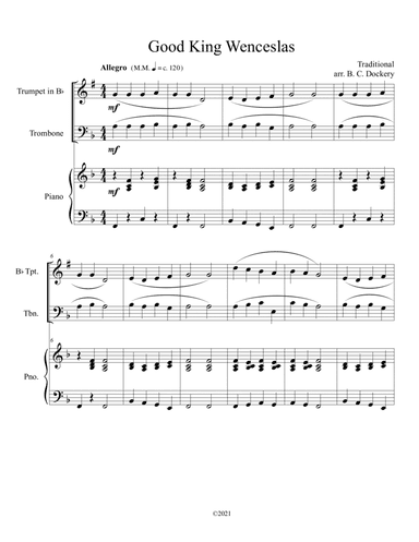 Good King Wenceslas (Trumpet and Trombone Duet with Piano Accompaniment) (arr. B. C. Dockery)