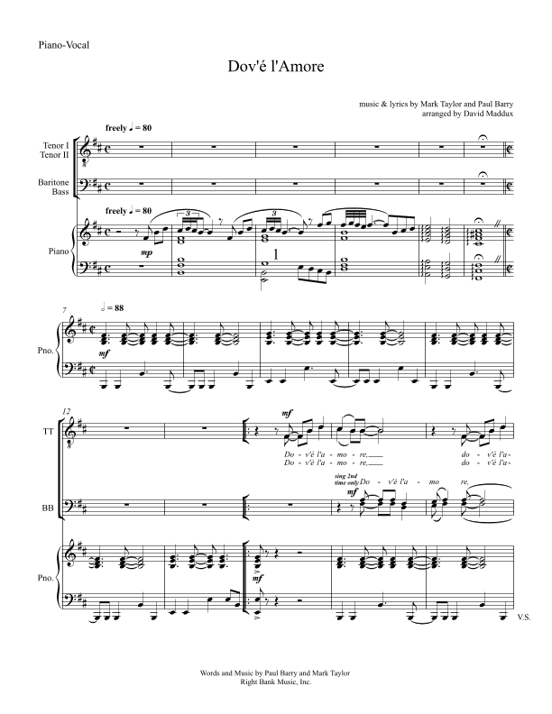 Dov'e L'amore (arr. David Maddux)