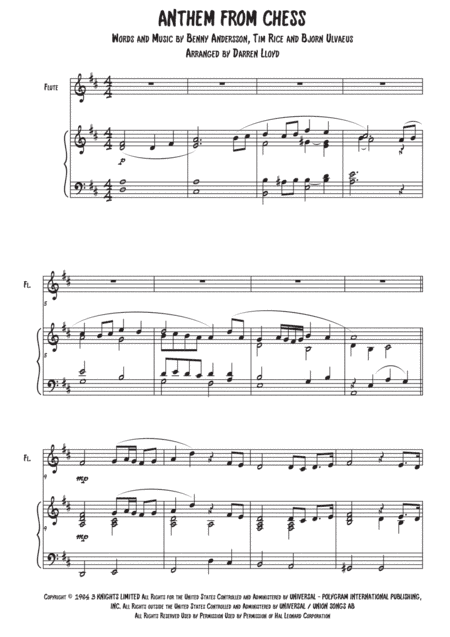 Anthem (from Chess) (arr. Darren Lloyd)
