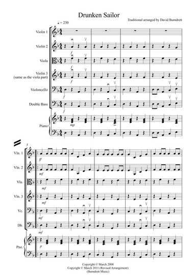 Drunken Sailor for String Orchestra (arr. David Burndrett)