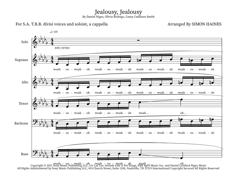 Jealousy, Jealousy (arr. Simon Haines)