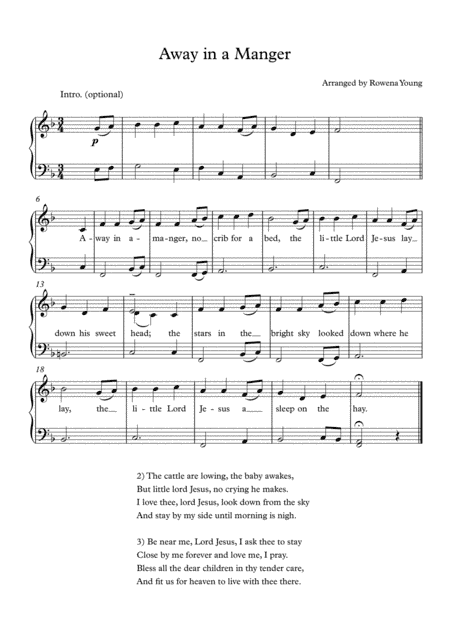 Away in a Manger Piano Solo (arr. Rowena Young)