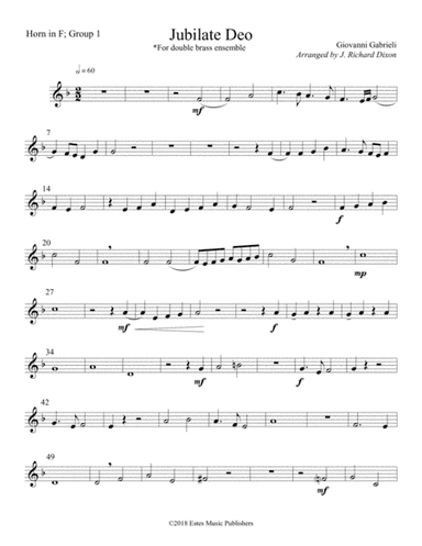 Giovanni Gabrieli's Jubilate Deo arranged for Double Brass Quartet (arr. J. Richard Dixon)