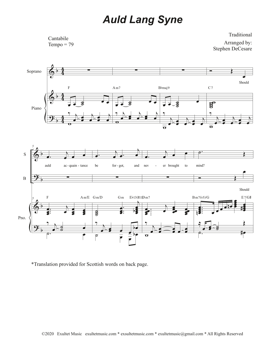 Auld Lang Syne (Vocal Trio - (SAB) (arr. Stephen DeCesare)